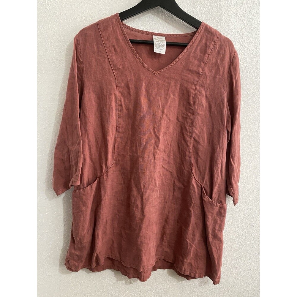 Match Point USA Linen Tunic Top Rust Color Sz S Oversized G55